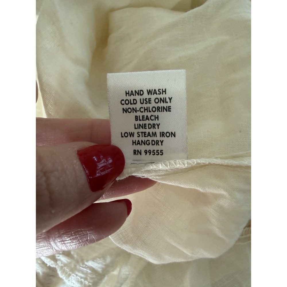 Boho Cottagecore Cotton Eyelet Maxi Skirt Smocked Waist Cream Small - Picture 9 of 11